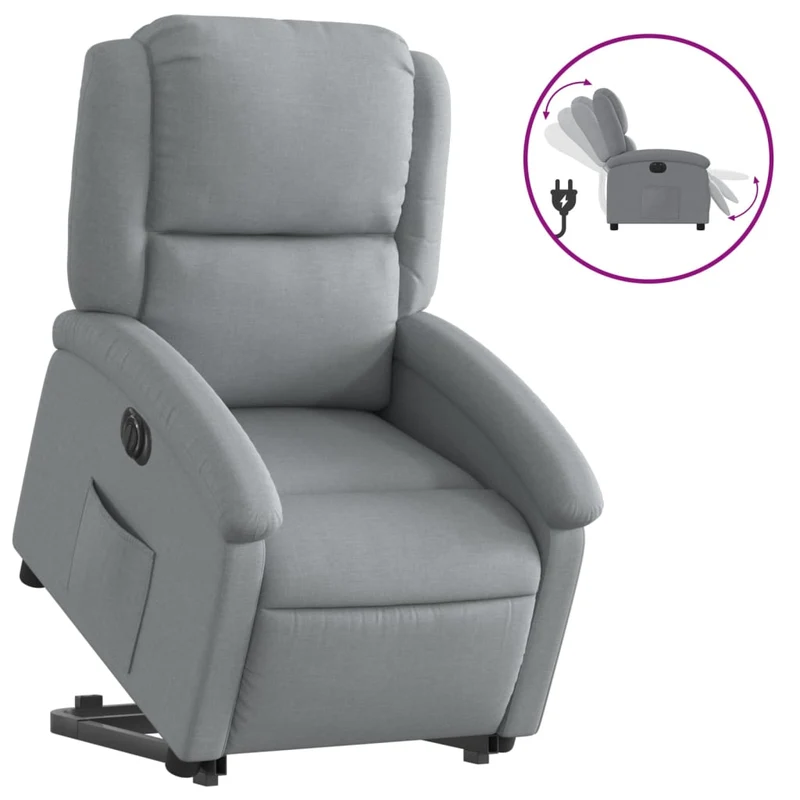Fauteuil relax TV fonction de levage électrique très confortable en tissu gris clair DEC028302