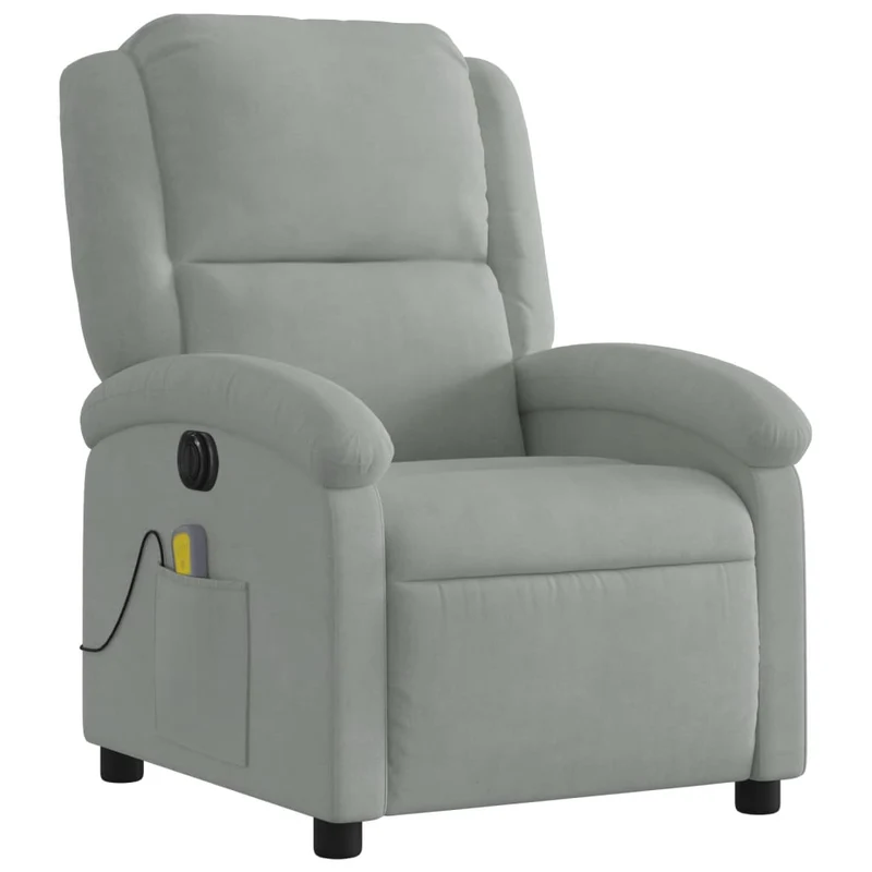 Fauteuil relax TV fauteuil inclinable de massage électrique très confortable en velours gris clair DEC028299
