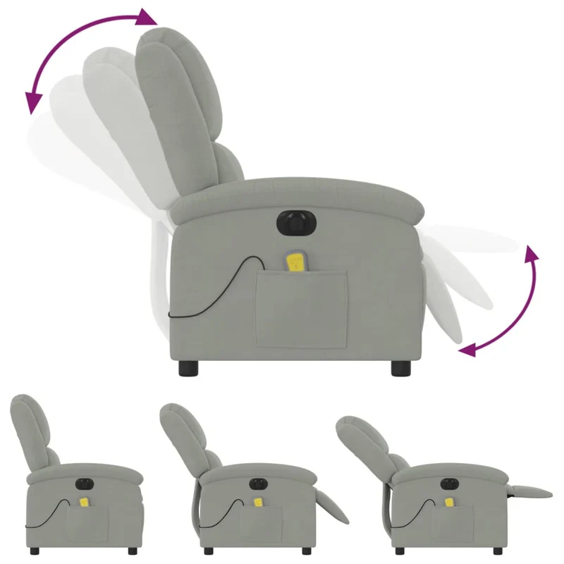 Fauteuil relax TV fauteuil inclinable de massage électrique très confortable en velours gris clair DEC028299