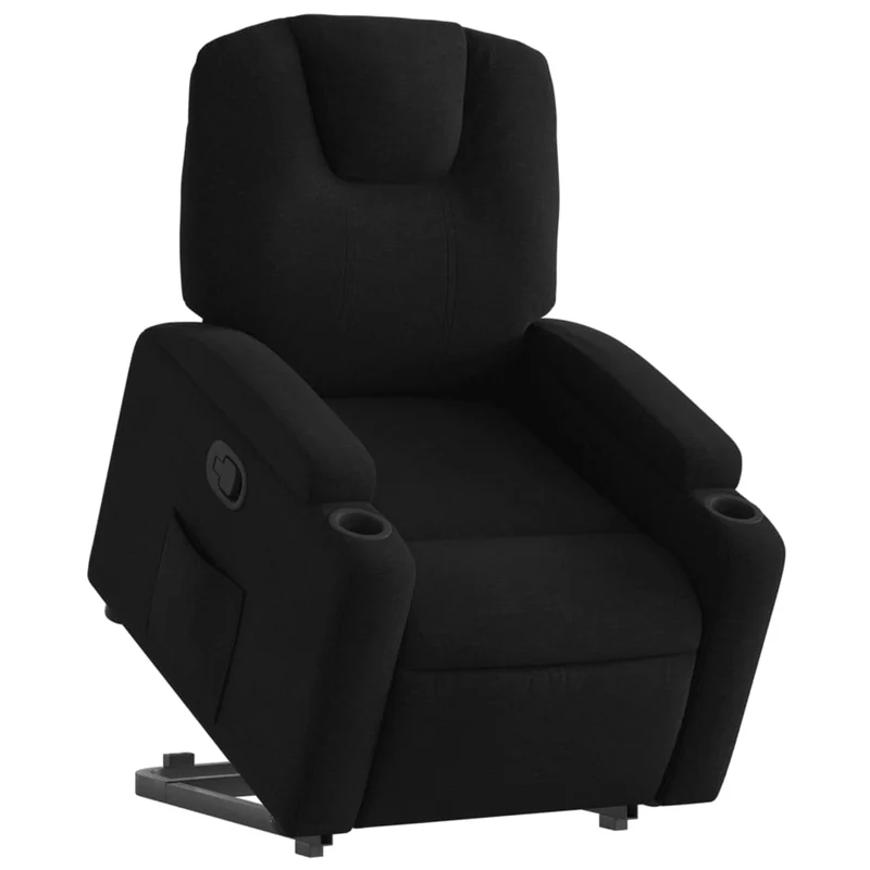 Fauteuil relax TV rembourrage confortable fonction de levage électrique en tissu noir DEC028121