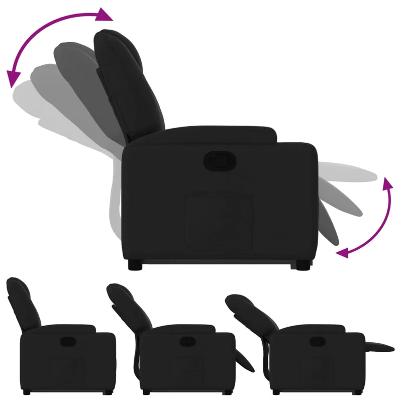Fauteuil relax TV rembourrage confortable fonction de levage électrique en tissu noir DEC028121