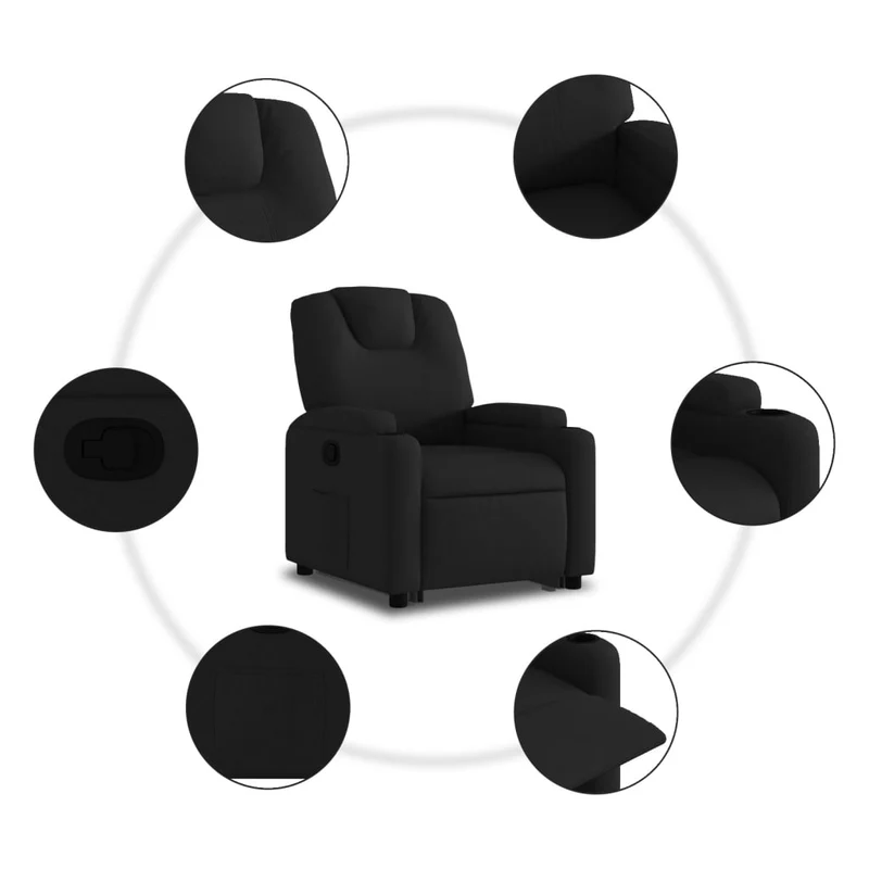 Fauteuil relax TV rembourrage confortable fonction de levage électrique en tissu noir DEC028121