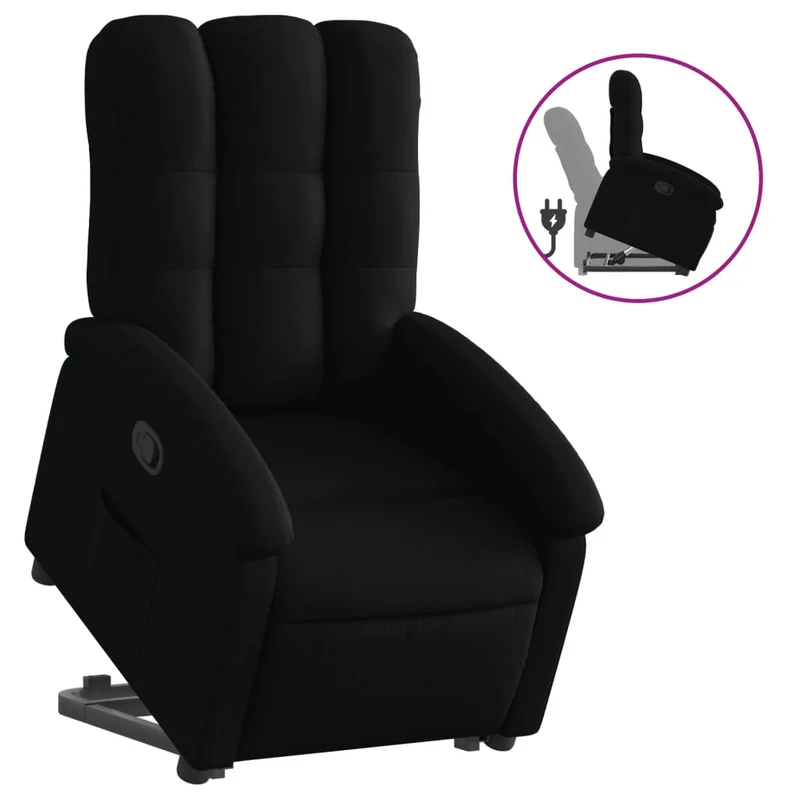 Fauteuil relax TV rembourrage confortable fonction de levage électrique en tissu noir DEC028110