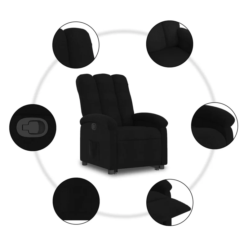 Fauteuil relax TV rembourrage confortable fonction de levage électrique en tissu noir DEC028110