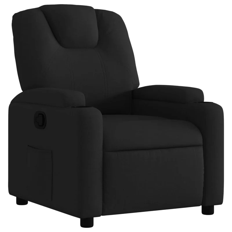 Fauteuil relax TV rembourrage confortable fonction d'inclinaison manuelle en tissu noir DEC028100