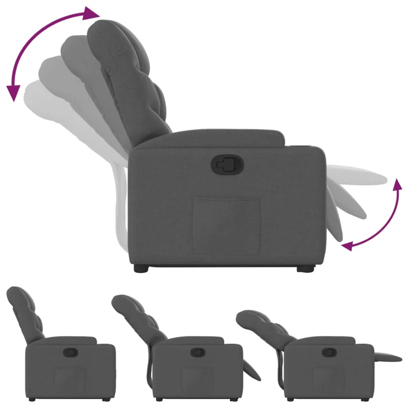 Fauteuil relax TV rembourrage confortable fonction de levage électrique en tissu gris foncé DEC027934