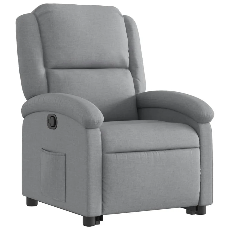Fauteuil relax TV rembourrage confortable fonction de levage électrique en tissu gris clair DEC027907