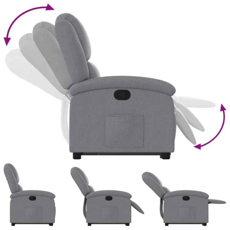 Fauteuil relax TV rembourrage confortable fonction de levage électrique en tissu gris clair DEC027907