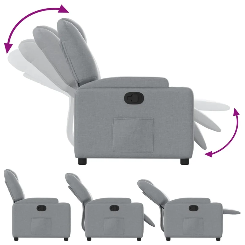 Fauteuil relax TV rembourrage confortable fonction d'inclinaison manuelle en tissu gris clair DEC027895