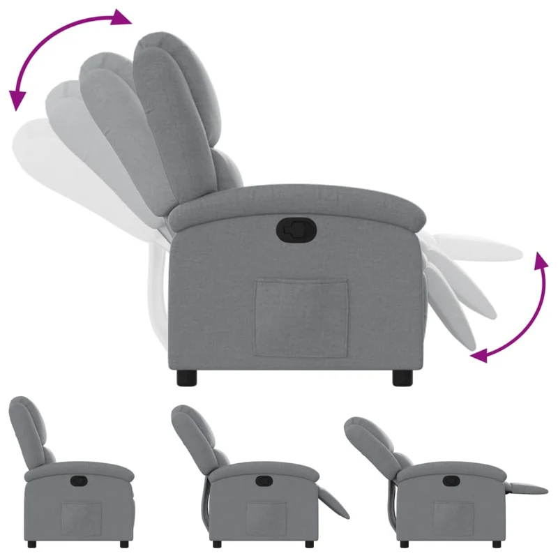 Fauteuil relax TV rembourrage confortable fonction d'inclinaison manuelle en tissu gris clair DEC027894