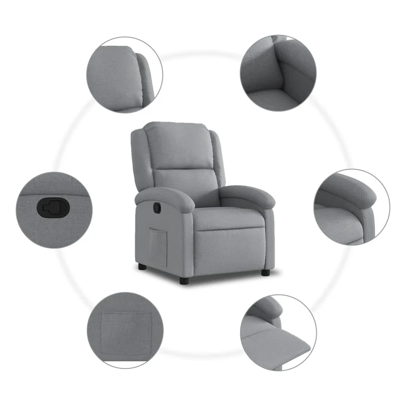 Fauteuil relax TV rembourrage confortable fonction d'inclinaison manuelle en tissu gris clair DEC027894