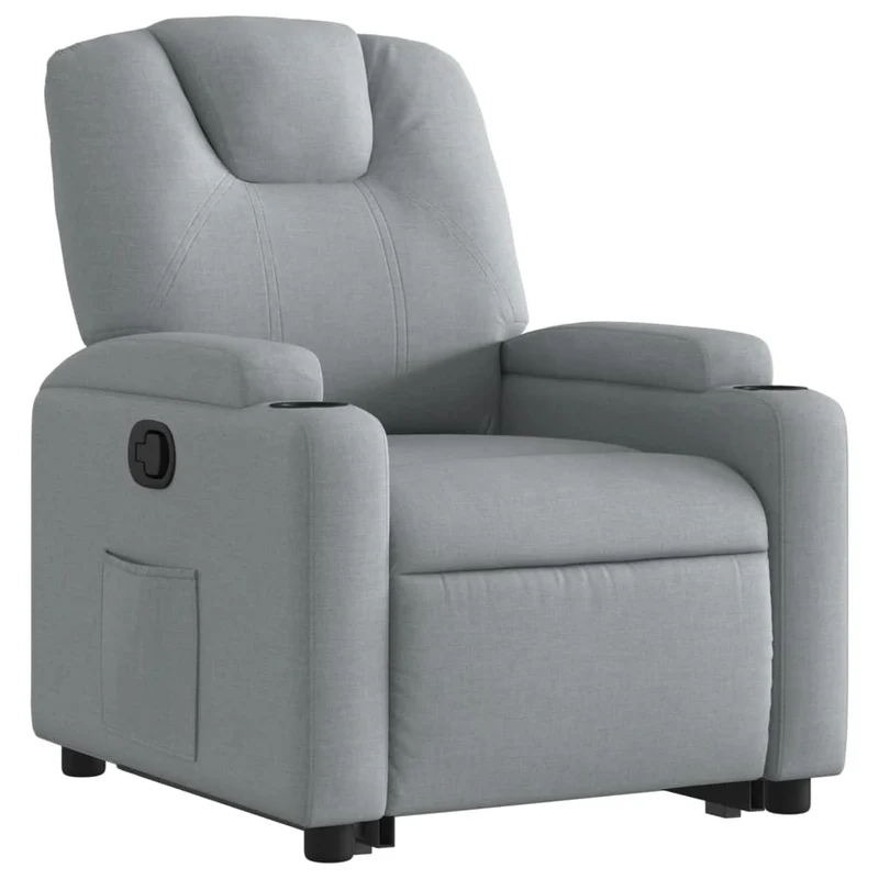 Fauteuil relax TV rembourrage confortable fonction de levage électrique en tissu gris clair DEC027889