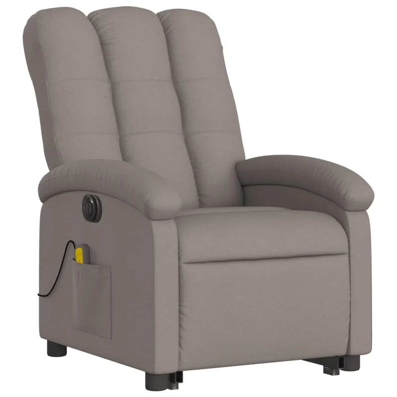 Fauteuil de relaxation fonction massage et inclinable fonction de levage électrique en tissu taupe DEC027861