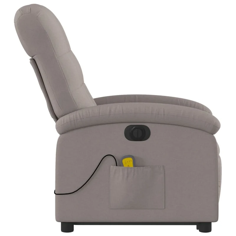 Fauteuil de relaxation fonction massage et inclinable fonction de levage électrique en tissu taupe DEC027861