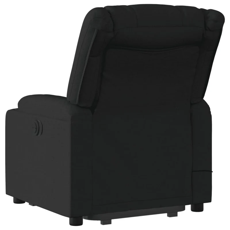 Fauteuil de relaxation fonction massage et inclinable fonction de levage électrique en tissu noir DEC027812