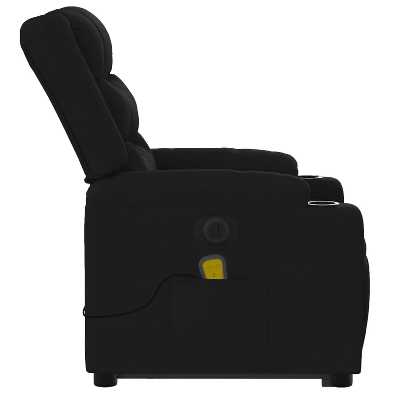 Fauteuil de relaxation fonction massage et inclinable fonction de levage électrique en tissu noir DEC027812
