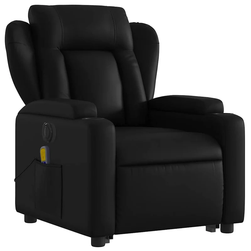 Fauteuil de relaxation fonction massage et inclinable fonction de levage électrique en PVC noir DEC027808