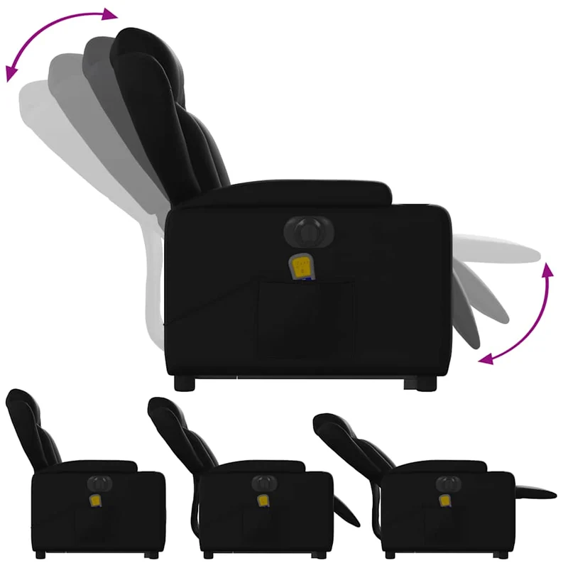 Fauteuil de relaxation fonction massage et inclinable fonction de levage électrique en PVC noir DEC027808