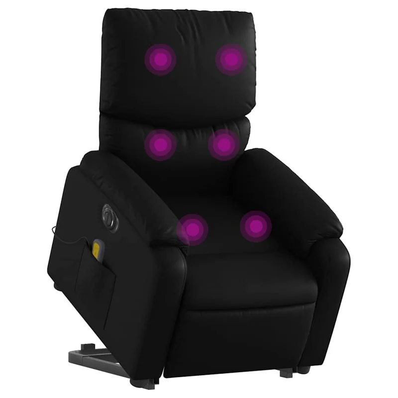 Fauteuil de relaxation fonction massage et inclinable fonction de levage électrique en PVC noir DEC027805