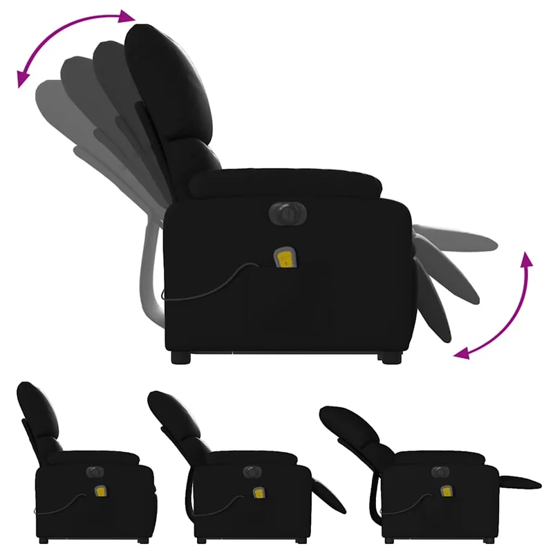 Fauteuil de relaxation fonction massage et inclinable fonction de levage électrique en PVC noir DEC027805