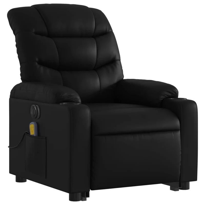 Fauteuil de relaxation fonction massage et inclinable fonction de levage électrique en PVC noir DEC027803