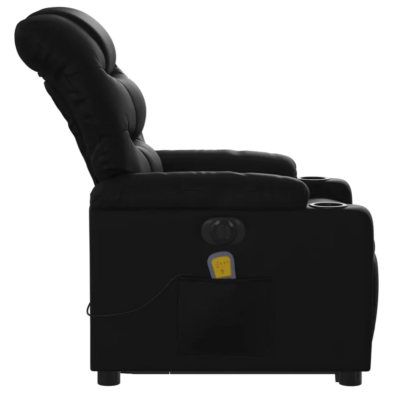 Fauteuil de relaxation fonction massage et inclinable fonction de levage électrique en PVC noir DEC027803