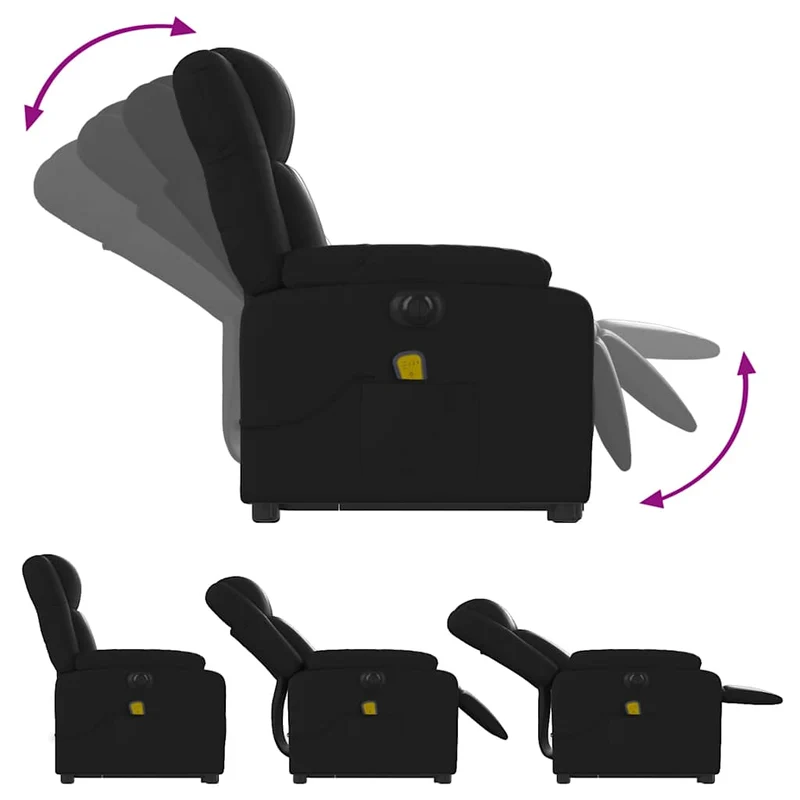 Fauteuil de relaxation fonction massage et inclinable fonction de levage électrique en PVC noir DEC027802