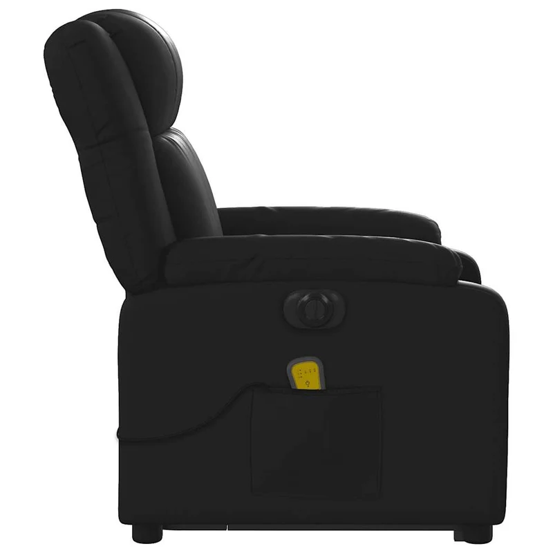 Fauteuil de relaxation fonction massage et inclinable fonction de levage électrique en PVC noir DEC027802