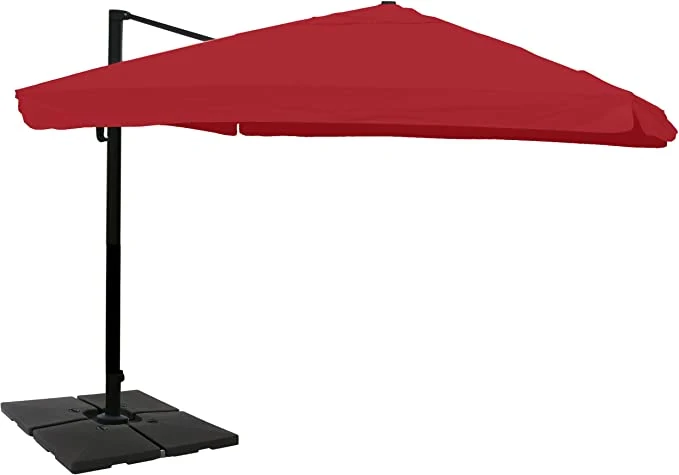 Parasol de restauration 3x4m (Ø5m) polyester/aluminium 26kg bordeaux avec pied rotatif 04_0003533