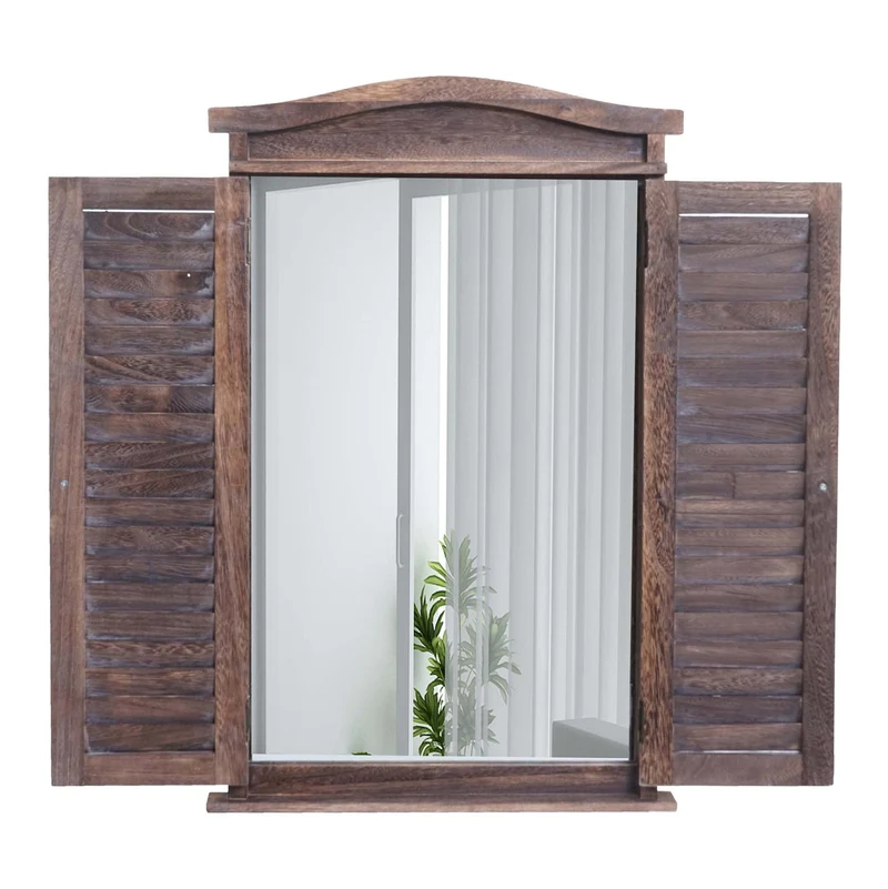 Ensemble de meuble de salle de bain meuble lavabo miroir mural et armoire de rangement en bois marron vieilli 04_0006704