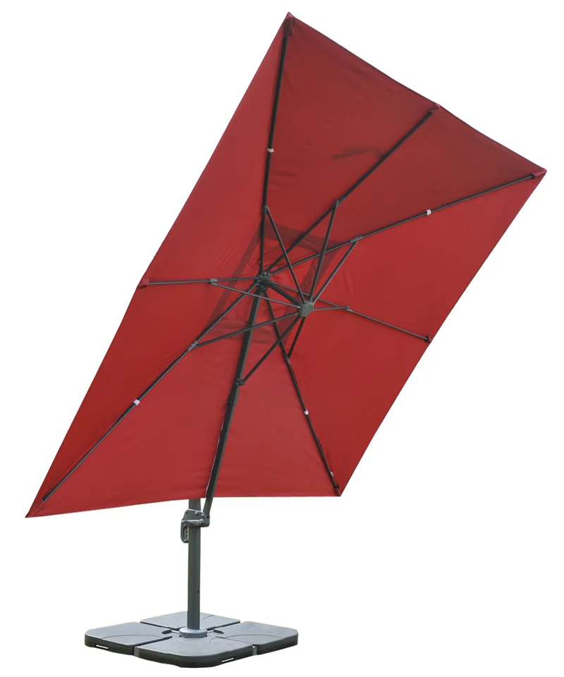 Parasol professionnel restaurant pour jardin terrasse 3x3m (Ø4,24m) polyester/aluminium 23kg crème avec pied 04_0003963