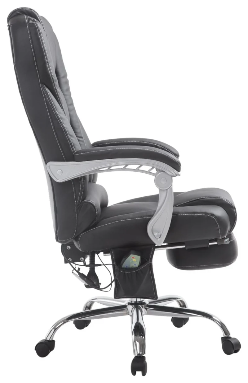 Fauteuil de bureau avec fonction massage repose-pieds dossier inclinable en PVC noir 10_0002577