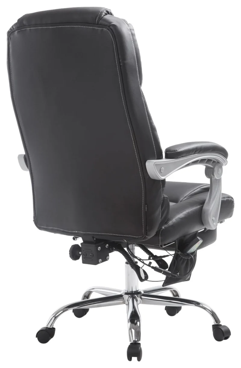 Fauteuil de bureau avec fonction massage repose-pieds dossier inclinable en PVC noir 10_0002577