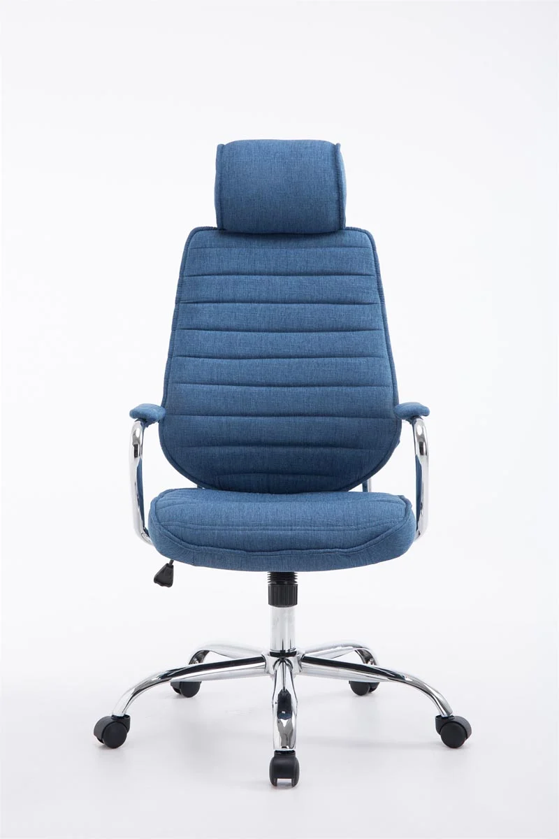 Fauteuil de bureau hauteur réglable pivotant mécanisme de bascule tissu bleu et métal chromé 10_0002624