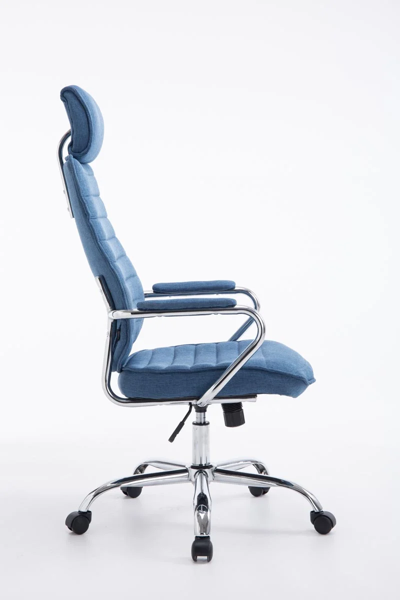 Fauteuil de bureau hauteur réglable pivotant mécanisme de bascule tissu bleu et métal chromé 10_0002624