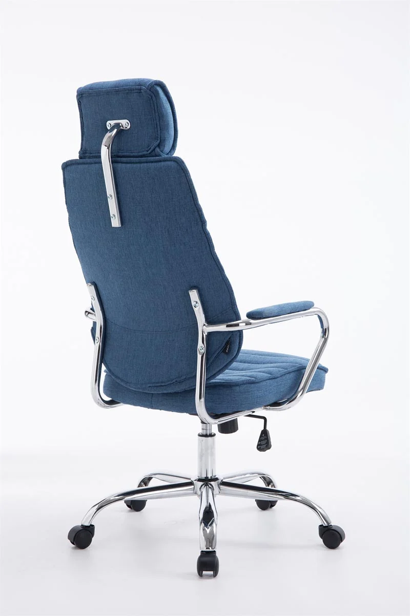 Fauteuil de bureau hauteur réglable pivotant mécanisme de bascule tissu bleu et métal chromé 10_0002624