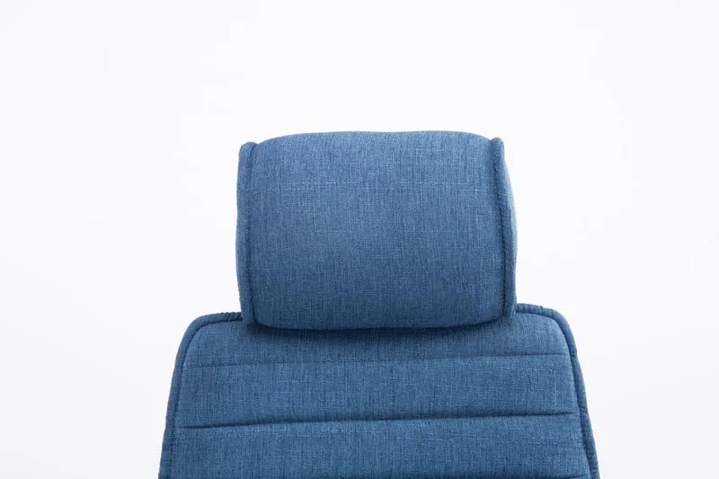 Fauteuil de bureau hauteur réglable pivotant mécanisme de bascule tissu bleu et métal chromé 10_0002624