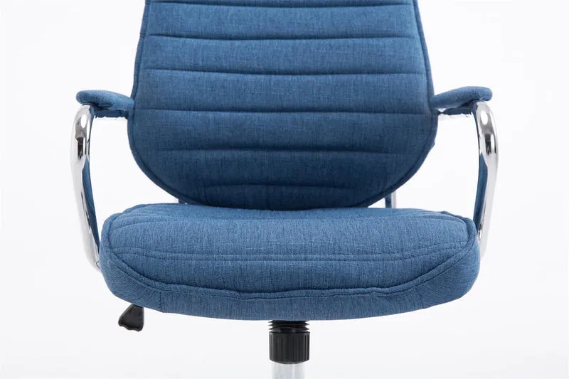 Fauteuil de bureau hauteur réglable pivotant mécanisme de bascule tissu bleu et métal chromé 10_0002624