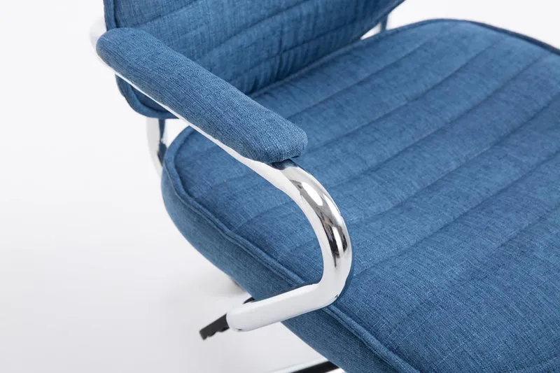Fauteuil de bureau hauteur réglable pivotant mécanisme de bascule tissu bleu et métal chromé 10_0002624