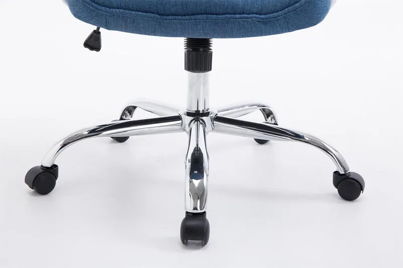 Fauteuil de bureau hauteur réglable pivotant mécanisme de bascule tissu bleu et métal chromé 10_0002624