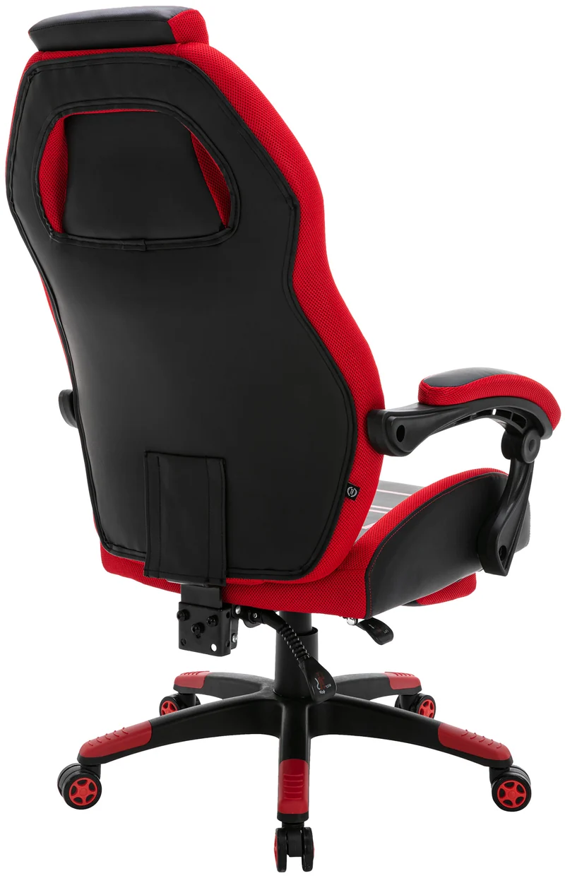 Fauteuil de bureau avec repose-pieds télescopique et accoudoirs en PVC noir / rouge 10_0002447