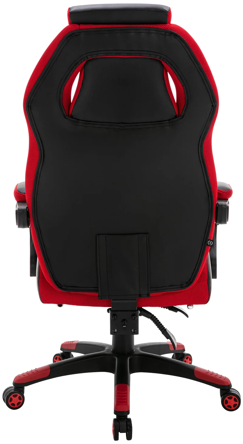 Fauteuil de bureau avec repose-pieds télescopique et accoudoirs en PVC noir / rouge 10_0002447