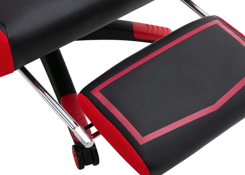 Fauteuil de bureau avec repose-pieds télescopique et accoudoirs en PVC noir / rouge 10_0002447
