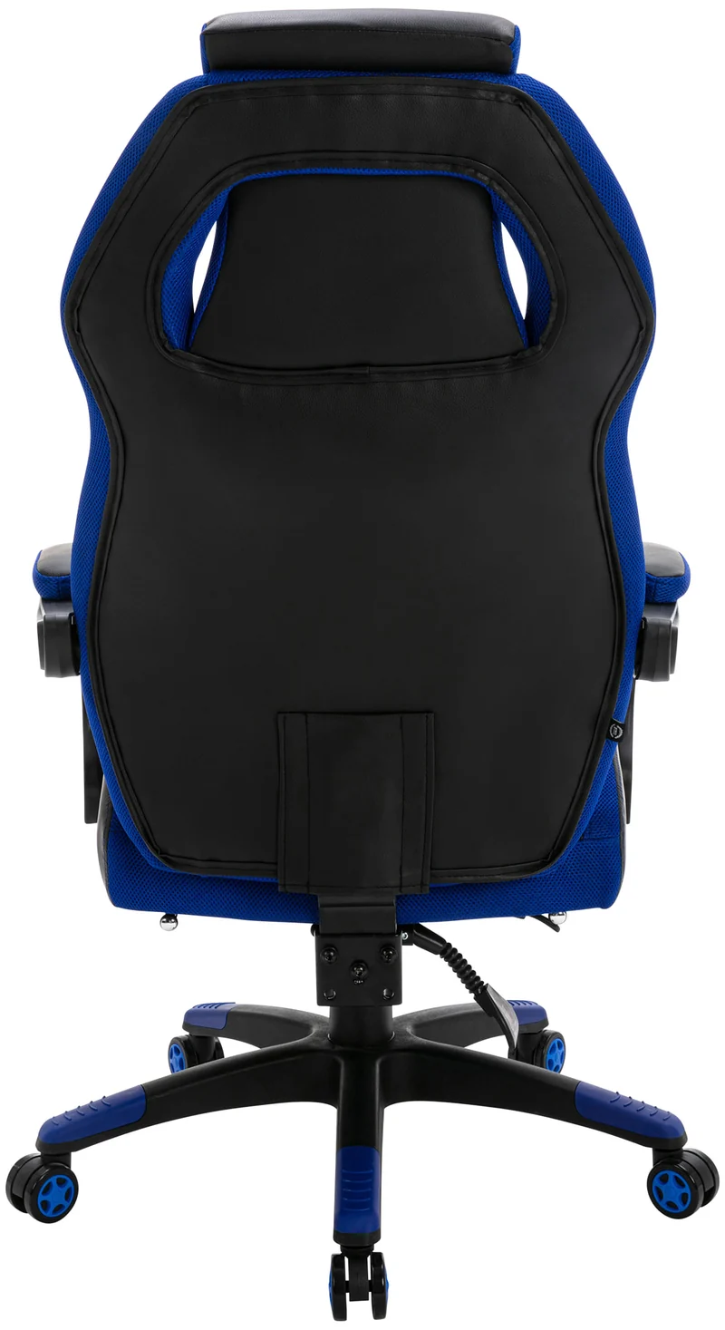 Fauteuil de bureau avec repose-pieds télescopique et accoudoirs en PVC noir / bleu 10_0002448