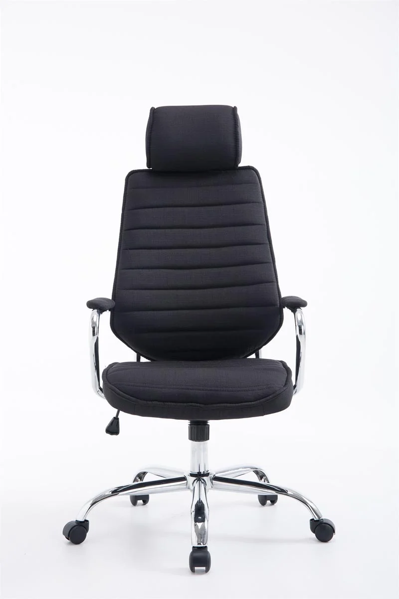 Fauteuil de bureau hauteur réglable pivotant mécanisme de bascule tissu noir et métal chromé 10_0002621