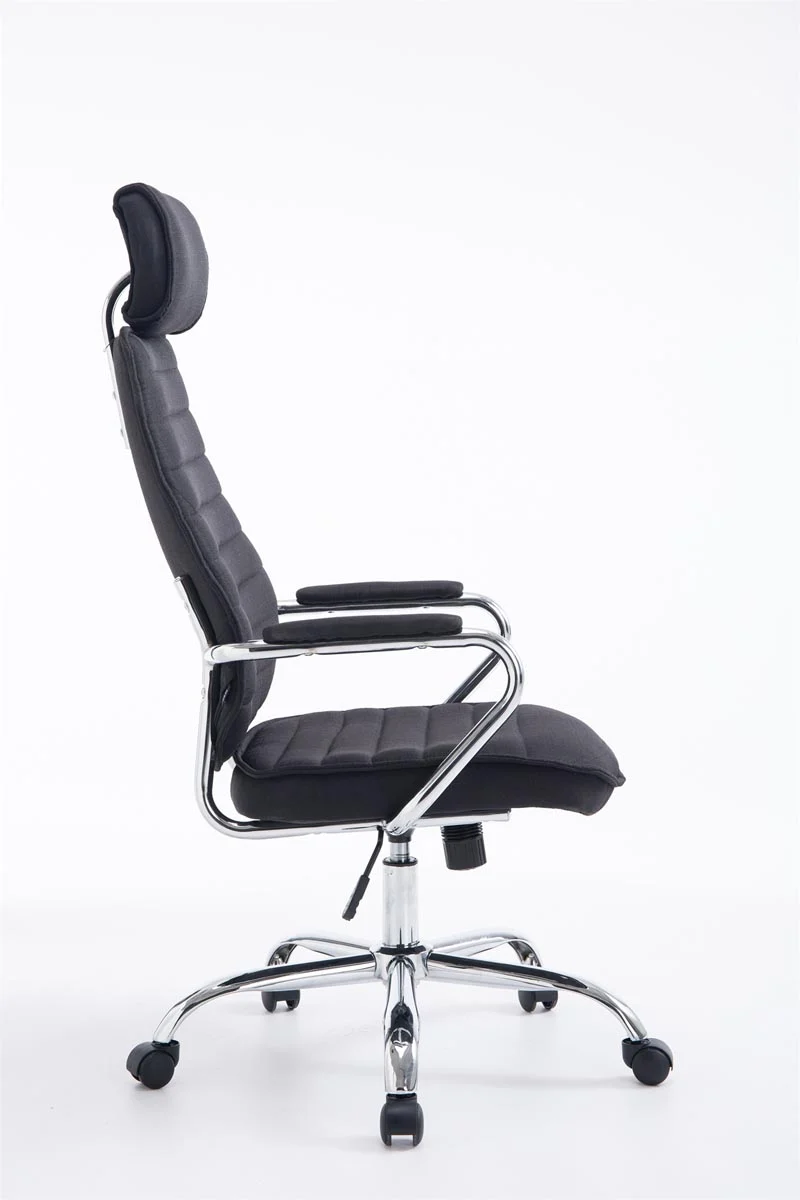 Fauteuil de bureau hauteur réglable pivotant mécanisme de bascule tissu noir et métal chromé 10_0002621