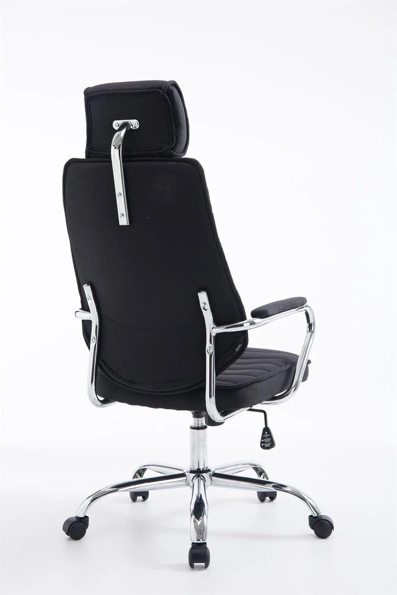 Fauteuil de bureau hauteur réglable pivotant mécanisme de bascule tissu noir et métal chromé 10_0002621
