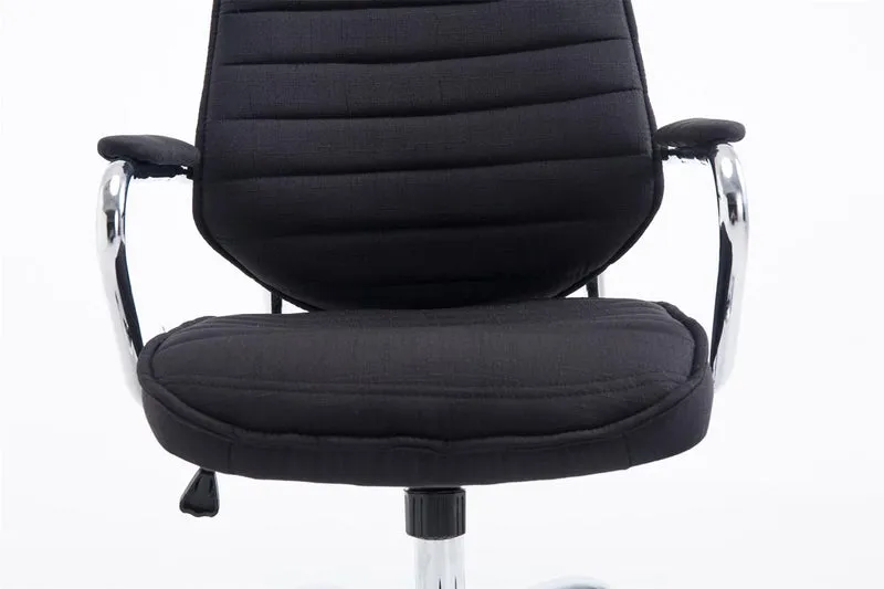 Fauteuil de bureau hauteur réglable pivotant mécanisme de bascule tissu noir et métal chromé 10_0002621