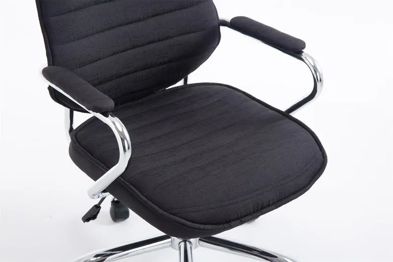 Fauteuil de bureau hauteur réglable pivotant mécanisme de bascule tissu noir et métal chromé 10_0002621