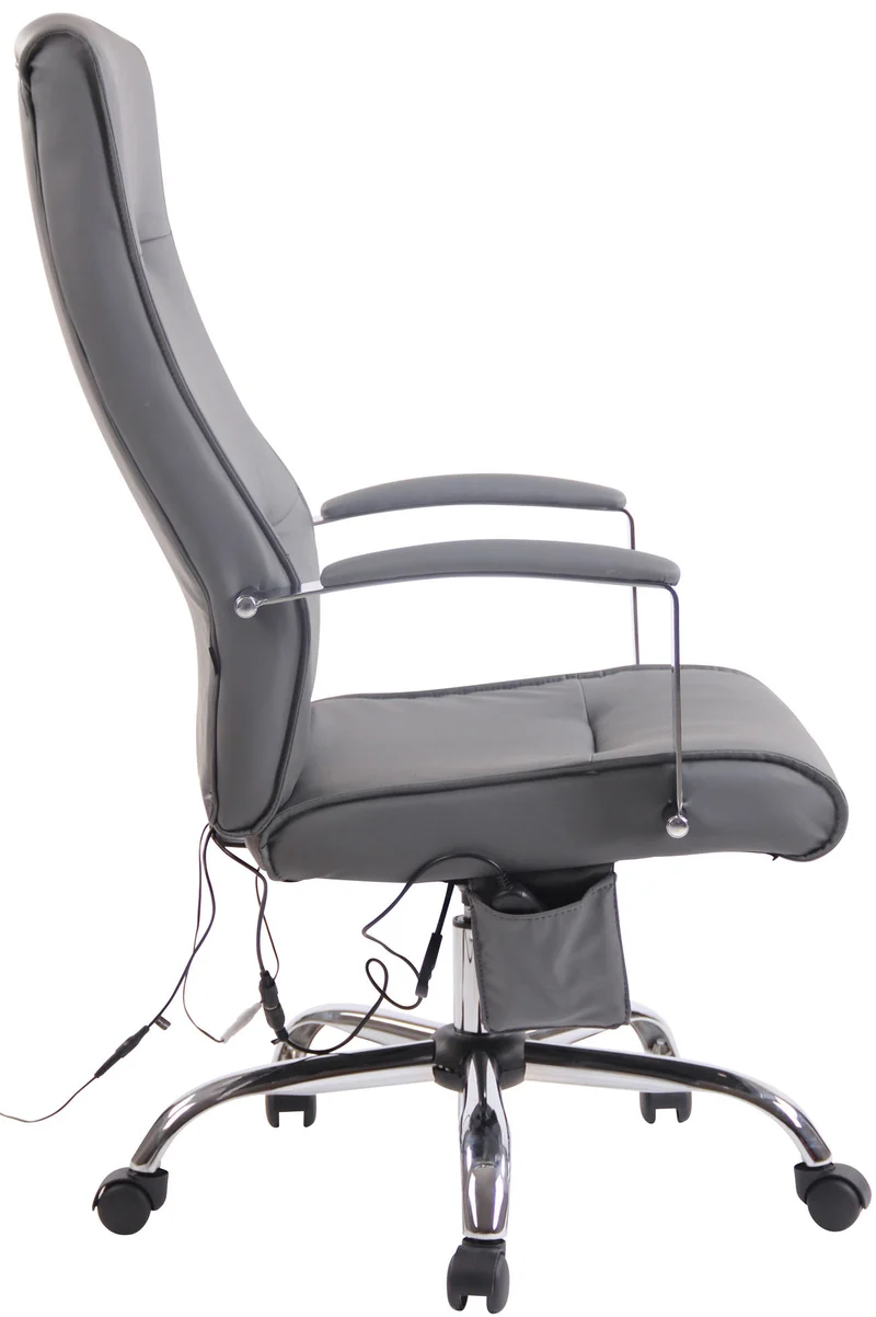 Fauteuil de bureau sur roulettes fonction massage mécanisme de balance en PVC gris 10_0002606